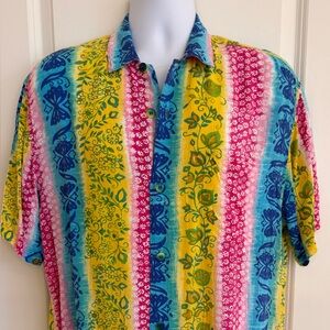 Jams World Hawaiian Aloha Floral Men's Short Sleeve Shirt, Large